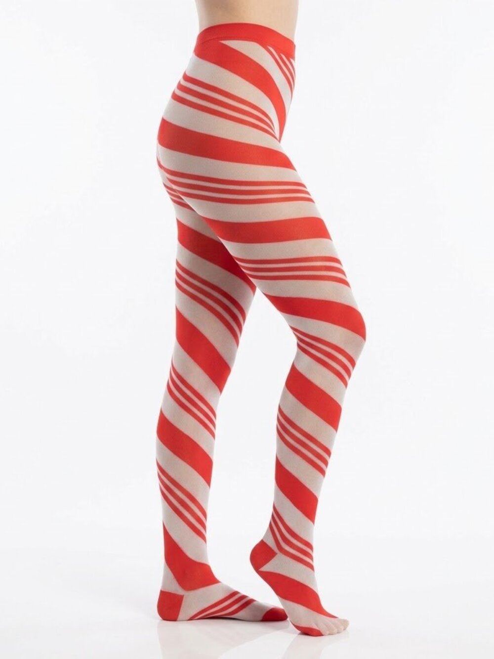 Red White Candy Stripe Sheer Tights Pantyhose Christmas Elf Halloween NEW OS
